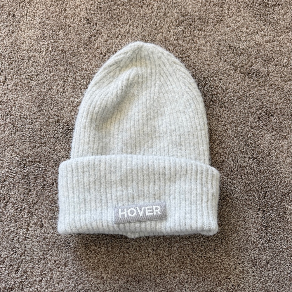 HoverAir Brand Light Gray Knit Slouchy Beanie